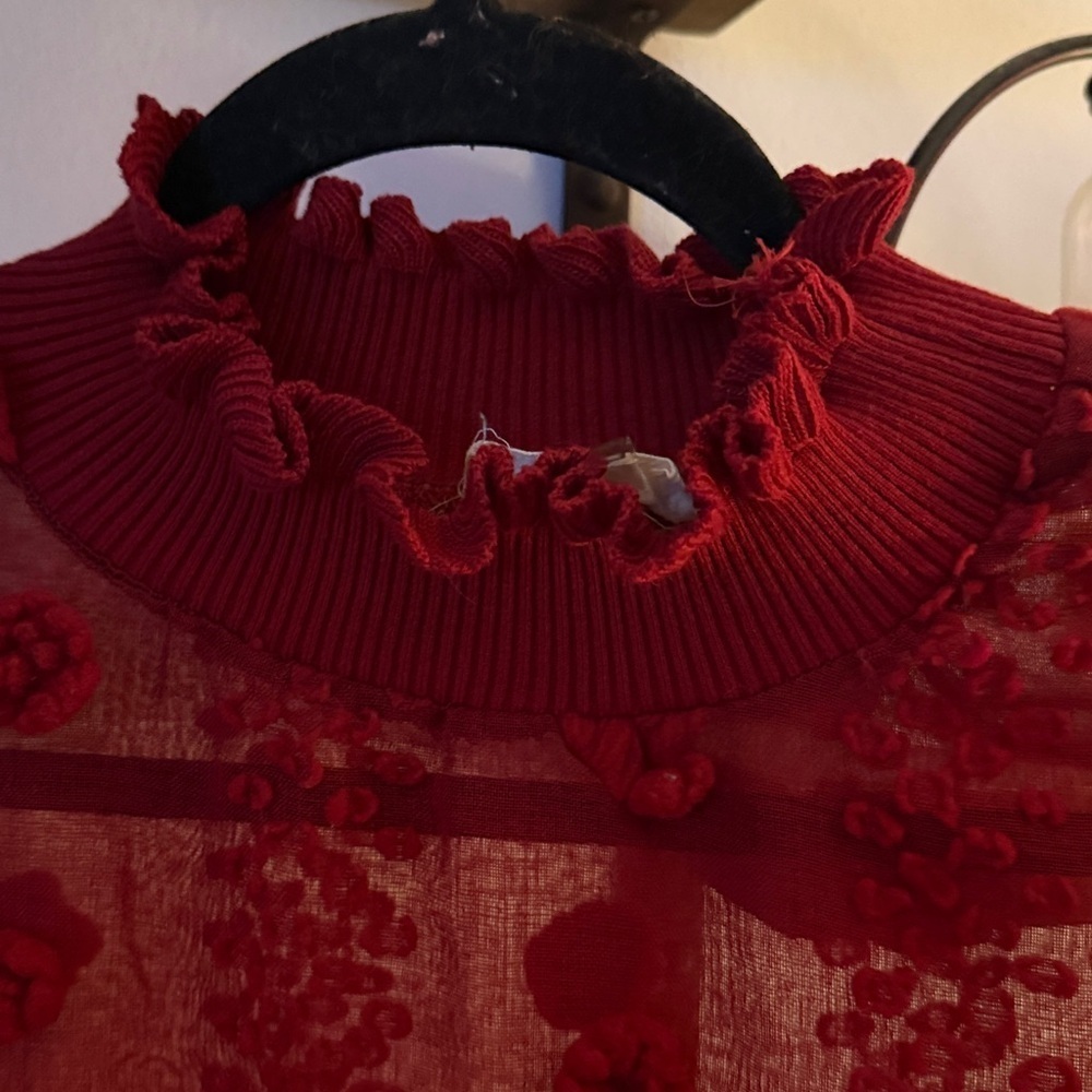 Entro Vibrant Red Textured Top - Picture 4 of 6